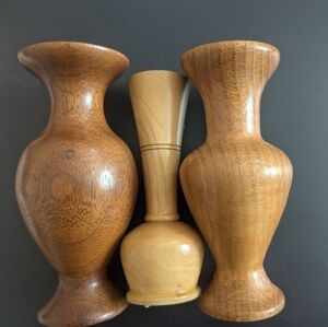 Wooden Vases 2 Brown 1 Olive wood Handmade Handcrafted
